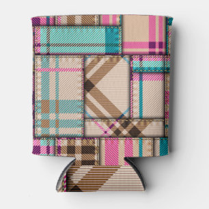 Patchwork Plaid, Vintage Seamless Background. Can Cooler