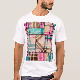 Patchwork Plaid, Vintage Seamless Background. T-Shirt