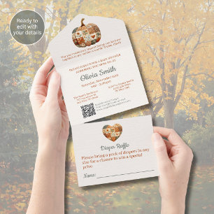 Patchwork Pumpkin All in One Baby Shower Invitation