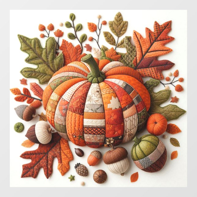 Patchwork Pumpkin Window Cling (Sheet)