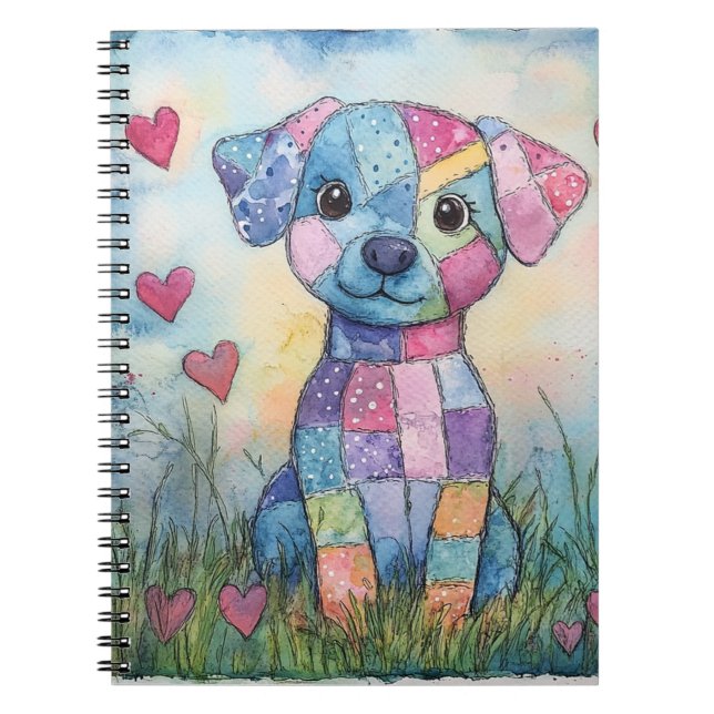 Patchwork Puppy Valentine Notebook (Front)