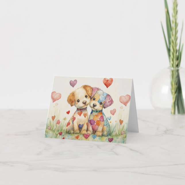 Patchwork Pups Valentine Holiday Card (Front)