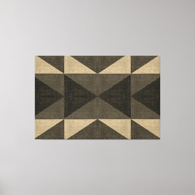 "PATCHWORK QUILT - BLACK AND TAN SQUARES" CANVAS PRINT (Front)