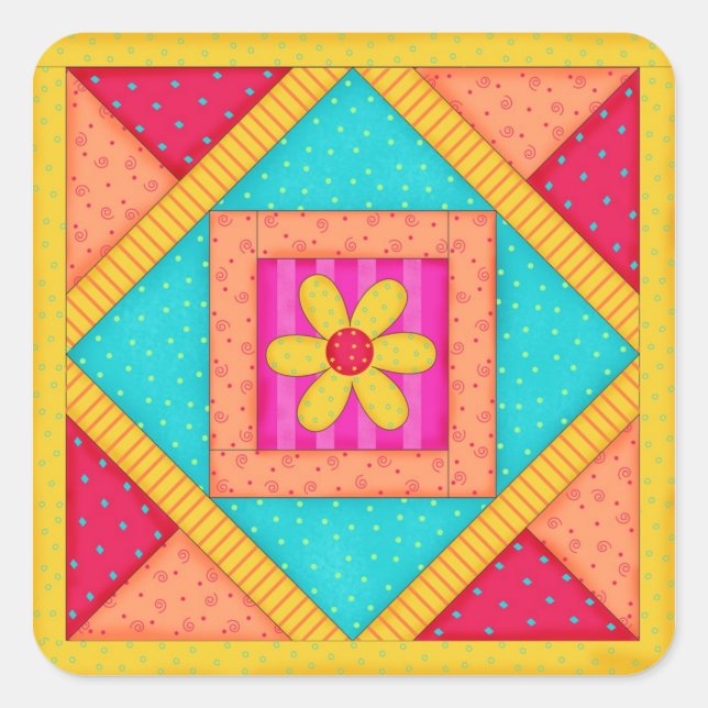 Patchwork Quilt Block Sticker (Front)