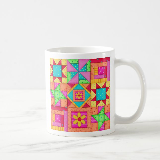 Patchwork Quilt Bloque Mug (Droite)