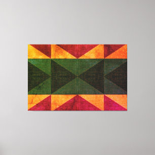 "PATCHWORK QUILT - BOLD GREEN GOLD ROSE SQUARES" CANVAS PRINT