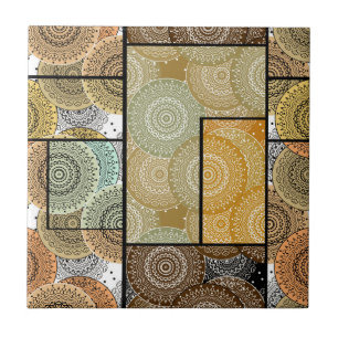 Patchwork quilt ceramic tile circles mandala patch