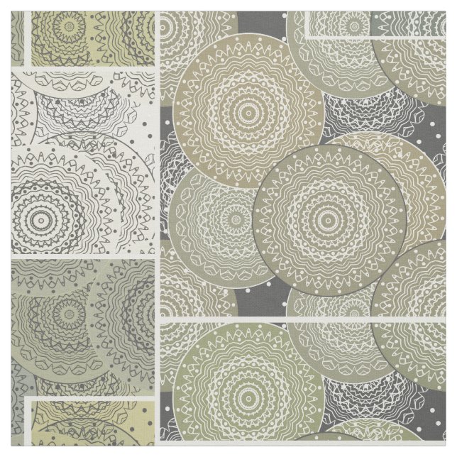 Patchwork quilt ceramic tile circles mandala patch fabric (Swatch)
