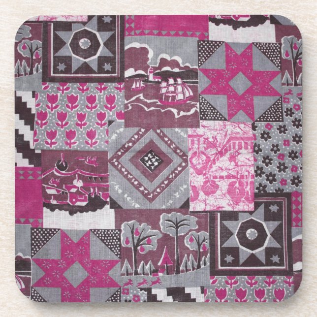 Patchwork Quilt Cork Coaster (Front)