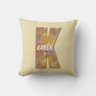 Patchwork Quilt Country Style Letter K Monogram Throw Pillow