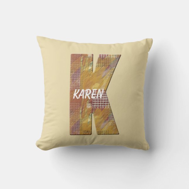 Patchwork Quilt Country Style Letter K Monogram Throw Pillow (Front)