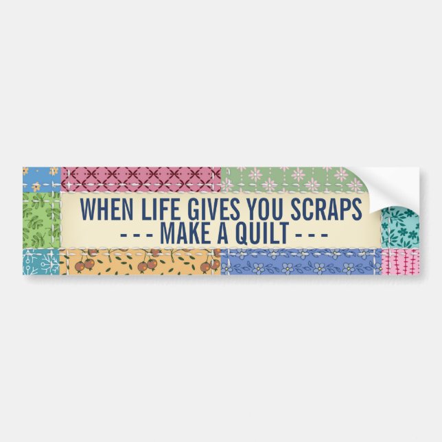Patchwork Quilt Custom Quote Bumper Sticker (Front)