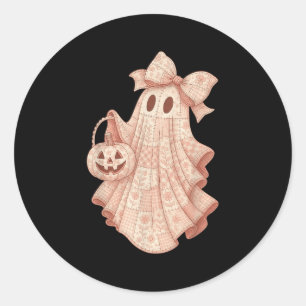 Patchwork Quilt Flower Nk Ghost Coquette Halloween Classic Round Sticker