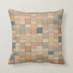 Patchwork quilt in muted colours throw pillow