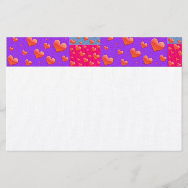 PATCHWORK QUILT LETTER STATIONARY - VALENTINES DAY STATIONERY (Front)