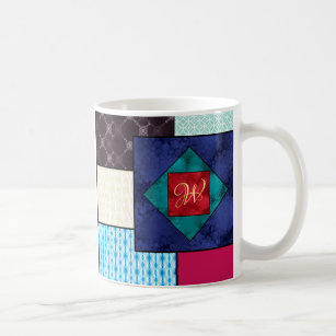 Patchwork Quilt Monogram Coffee Mug