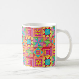 Patchwork Quilt Multicolor Blocks Colourful Coffee Mug