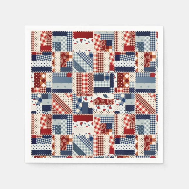Patchwork Quilt Multicolored Gingham Napkin (Front)