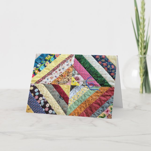 Patchwork Quilt Print Pattern for Birthday Card (Front)