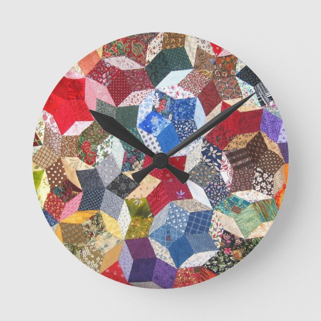 Patchwork Quilt Round Clock (Front)