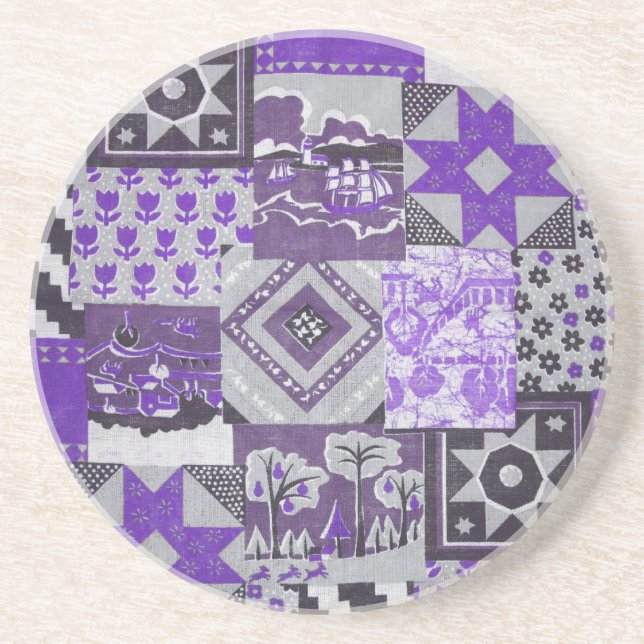 Patchwork Quilt Sandstone Coaster (Front)