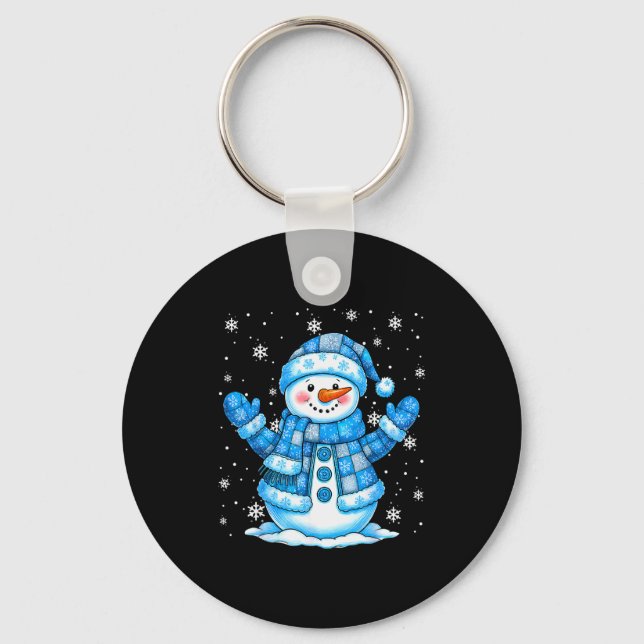 Patchwork Quilt Snowman Quilter Merry Christmas Pa Keychain (Front)
