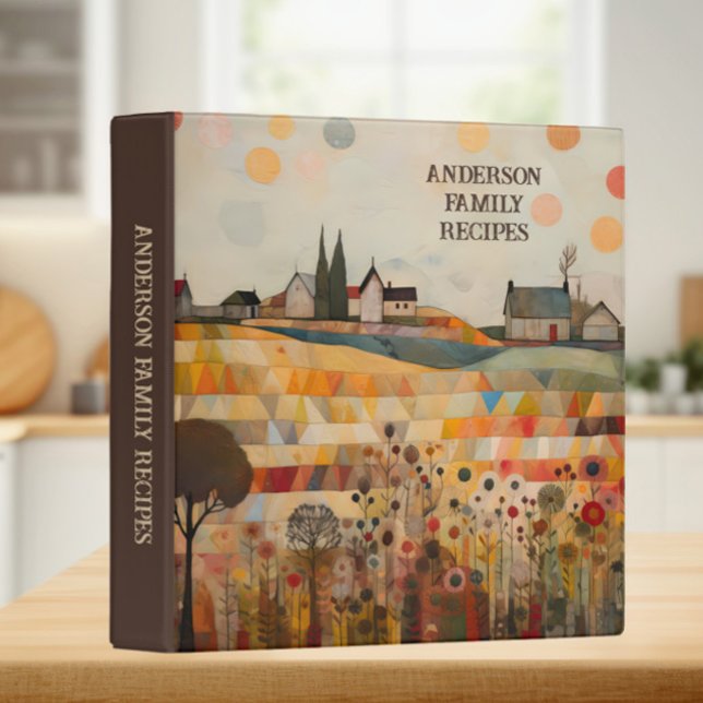 Patchwork Quilt Vintage Whimsical Family Recipe Binder (Vintage farm and patchwork quilt custom family recipe cookbook)