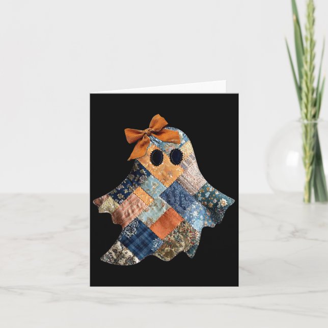 Patchwork Quilter Fall Ghost Bow Quilt Block Autum Card (Front)