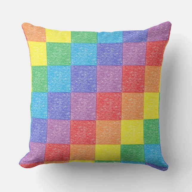 Patchwork Rainbow Pillow (Front)