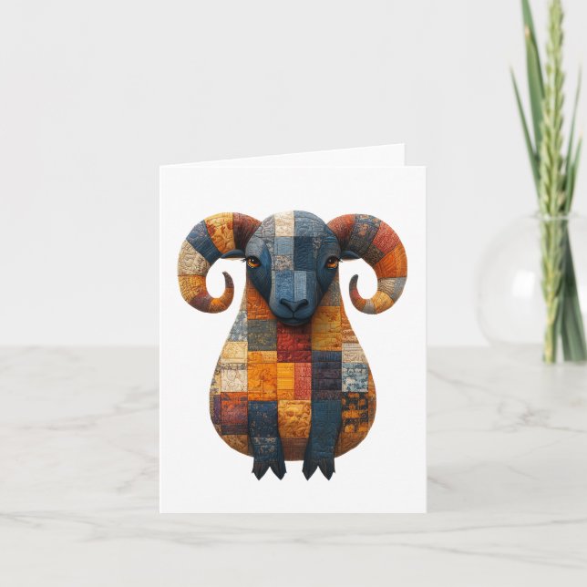 Patchwork Ram Greetings Card (Front)