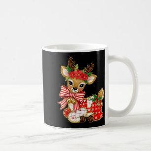 Patchwork Reindeer Preppy Girly Christmas Xmas Hol Coffee Mug
