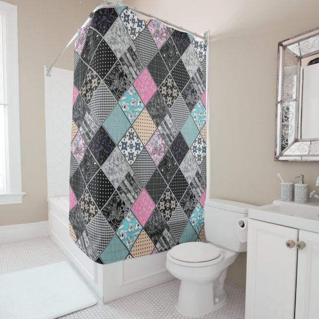 Patchwork retro vintage colours patchwork quilting (In Situ)