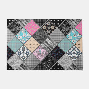 Patchwork retro vintage colours patchwork quilting doormat