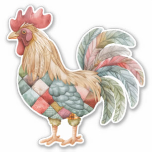 Patchwork Rooster Sticker