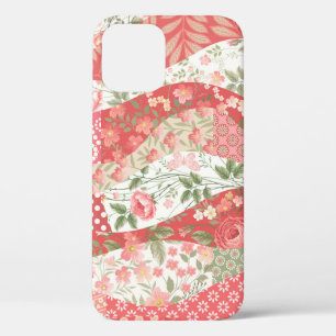 Patchwork roses: seamless pattern design. iPhone 12 case