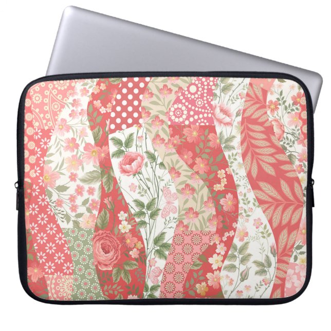 Patchwork roses: seamless pattern design. laptop sleeve (Front)