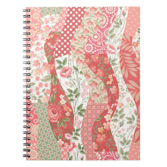 Patchwork roses: seamless pattern design. notebook (Front)