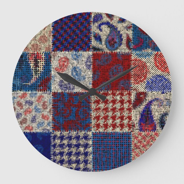 Patchwork rough canvas, imitation pattern. large clock (Front)