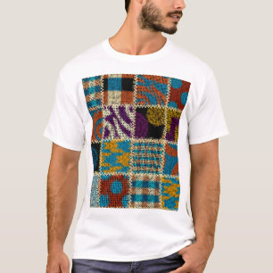 Patchwork Rough Canvas Seamless Pattern T-Shirt