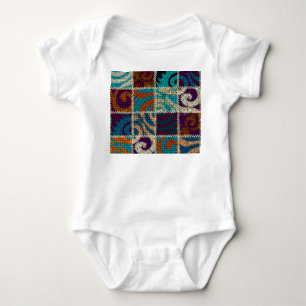 Patchwork Rough Canvas Vintage Imitation Baby Bodysuit