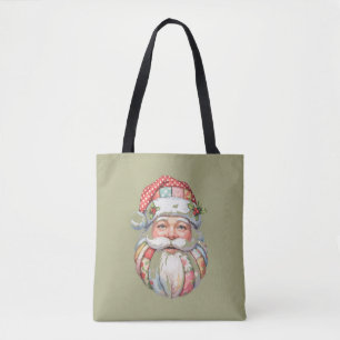 Patchwork Santa Claus Christmas Retro Tote Bag