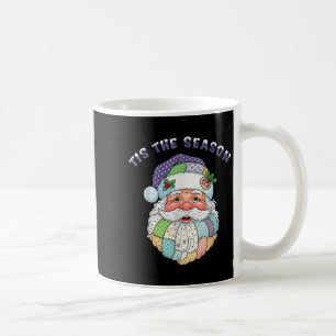 Patchwork Santa Claus Face Preppy Girly Christmas Coffee Mug
