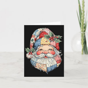 Patchwork Santa Claus Retro Christmas Funny Mens W Card