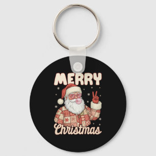 Patchwork Santa Claus Xmas Merry Christmas Men Wom Keychain