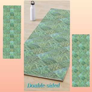 Patchwork Seafoam and Ocean Green Water Boho Chic Yoga Mat