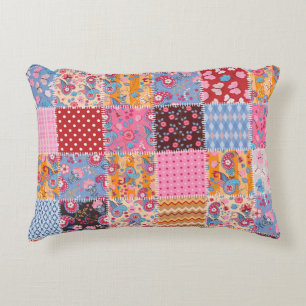 Patchwork seamless, cute fabric pattern. accent pillow