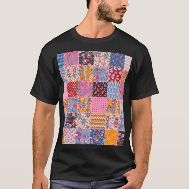 Patchwork seamless, cute fabric pattern. T-Shirt (Front)