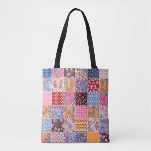Patchwork seamless, cute fabric pattern. tote bag