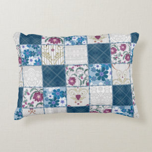 Patchwork seamless floral lace pattern background accent pillow