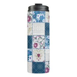 Patchwork seamless floral lace pattern background thermal tumbler